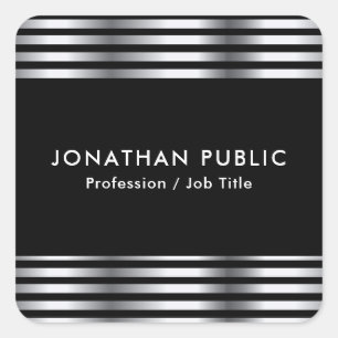 Silver Look Elegante Vorlage anpassbar Quadratischer Aufkleber