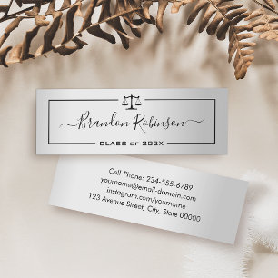 Silver Look Justice Scales Law School Abschluss Mini Visitenkarte