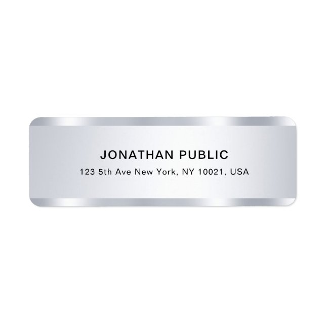 Silver Look Template Moderne Glamour Rücksendeadre (Vorne)