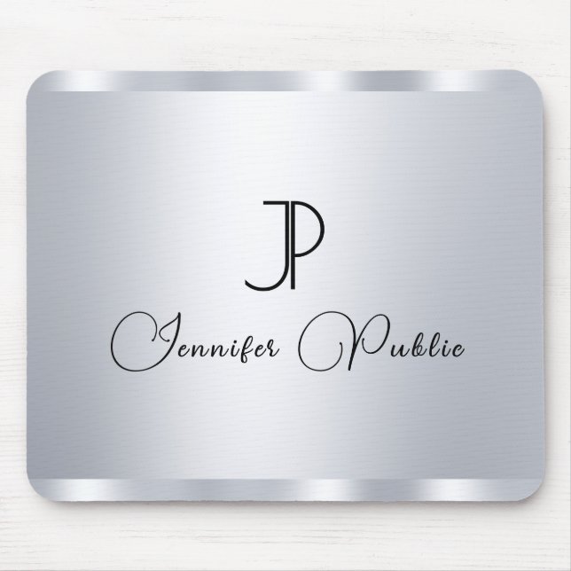Silver Look Template Monogram Initial Typografy Mousepad (Vorne)