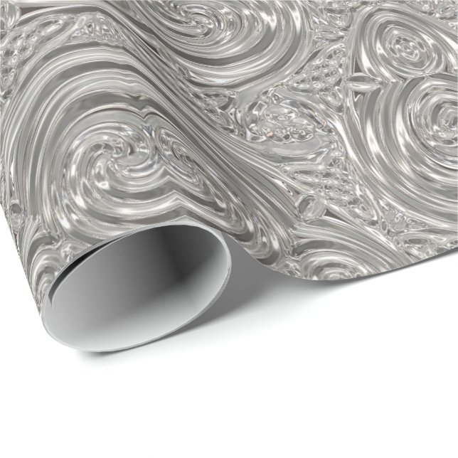 Silver Look viktorianische Jugendstil grau Geschenkpapier (Rolleneckpunkt)