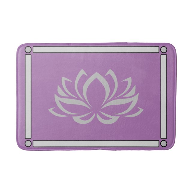 Silver Lotus on Lavender Bath Mat Badematte (Vorderseite)