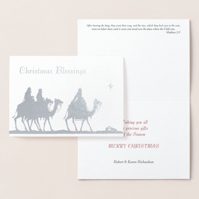 Silver Magi und Star Weihnachten Folienkarte (Anzeige)