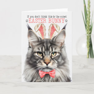 Silver Maine Coon Cat in Bunny Easter Feiertagskarte