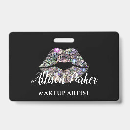 Silver MAKEUP ARTIST Logo Kiss Name Ausweis