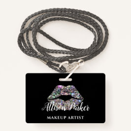 Silver MAKEUP ARTIST Logo Kiss Name Ausweis