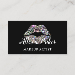 Silver MAKEUP ARTIST Logo Kiss Name Visitenkarte