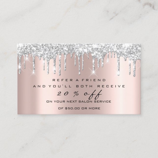 Silver Makeup Lashes Nails Wax Empfehlungskarte (Vorderseite)