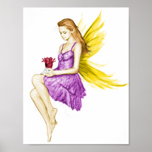 Silver Maple Tree Fairy Holding Blume Poster