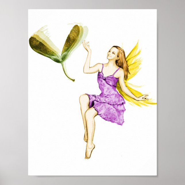 Silver Maple Tree Fairy Tossing Seeds Poster (Vorne)
