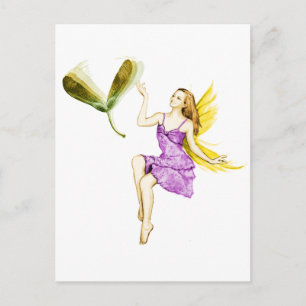 Silver Maple Tree Fairy Tossing Seeds Postkarte