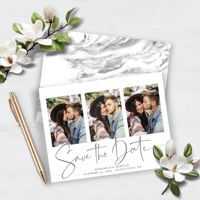 Silver Marble Ankündigung Datum freihalten (BUDGET Silver Marble Save the Date Announcement)