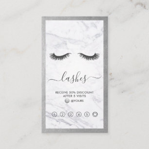 Silver & Marble Eyelash Beauty Loyalty Vertikal Visitenkarte