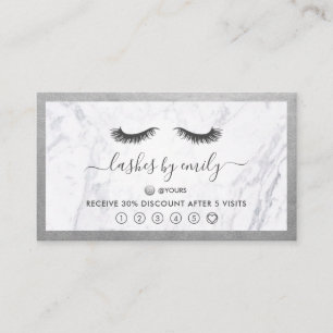Silver & Marble Eyelash Beauty Specialist Loyalit Visitenkarte