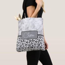 Silver Marble Glittery Silve Leopard Personalisier