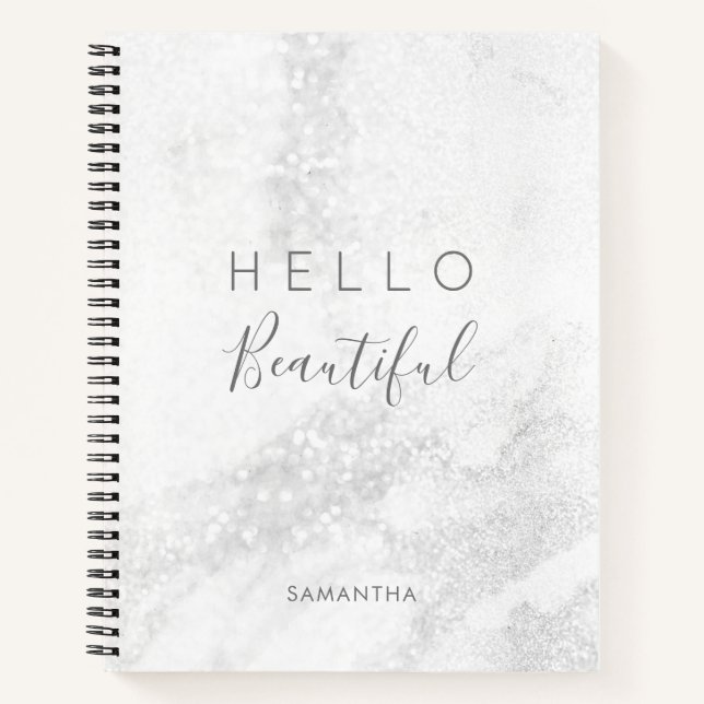 Silver Marble Glitzer / Hello Beautiful  Notizbuch (Vorderseite)