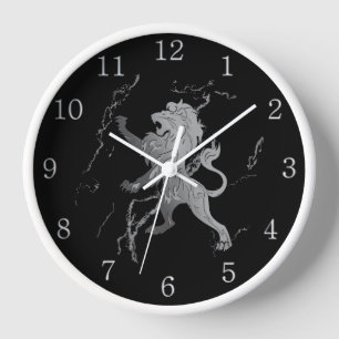 Silver Marble Royal Lion Black Numbers Uhr