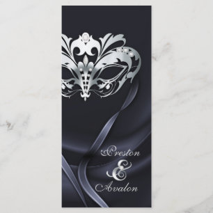 Silver Masquerade Black Jeweled Wedding Program Programm