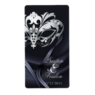Silver Masquerade Black Juweled Wine Label