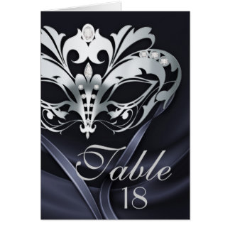 Silver Masquerade Black Tischnummer Card