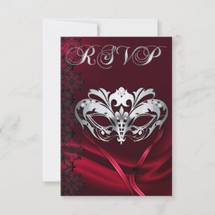 Silver Masquerade Red Jeweled UAWG Einladung