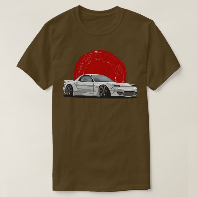 Silver Mazda RX7 fd T-Shirt (Design vorne)