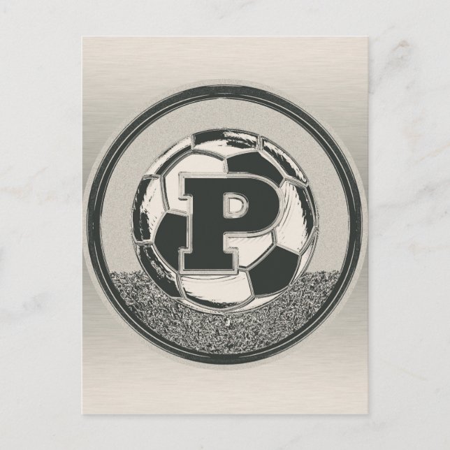 Silver Medal Soccer Monogram Letter P Postkarte (Vorderseite)
