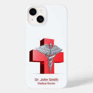 Silver Medical 3D Caduceus Cross Red Case-Mate iPhone 14 Hülle
