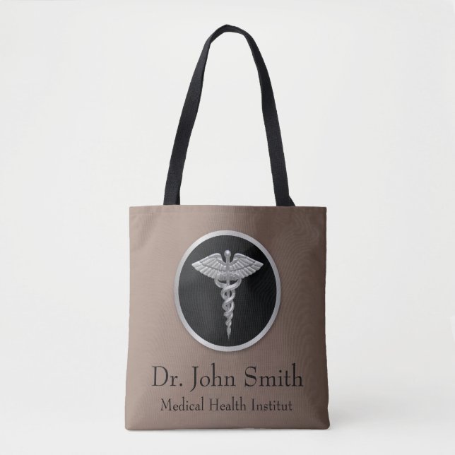 Silver Medical Caduceus - All-over-Print Tote Bag (Vorderseite)