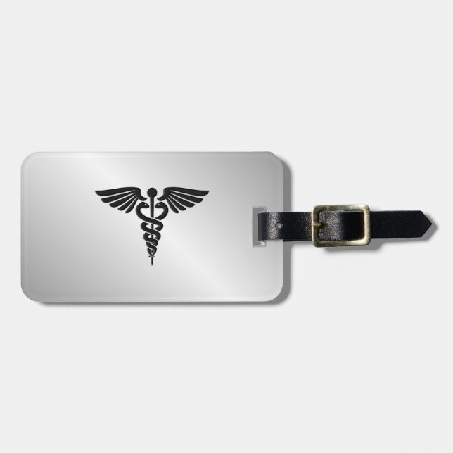 Silver Medical Caduceus Gepäckanhänger (Vorderseite horizontal)