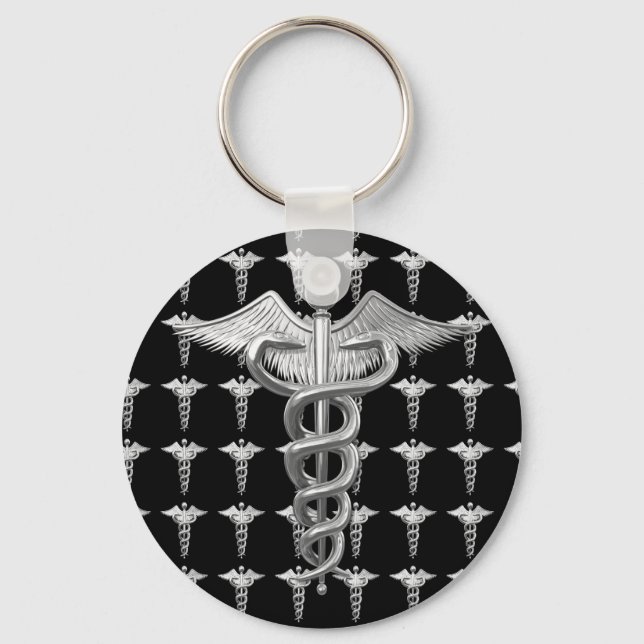 Silver Medical Caduceus Schlüsselanhänger (Vorderseite)
