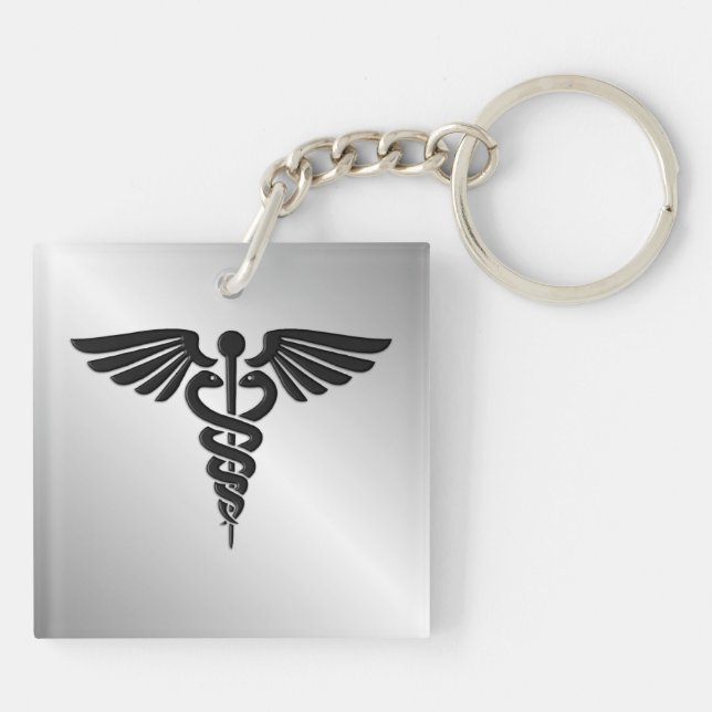 Silver Medical Caduceus Schlüsselanhänger (Rückseite)