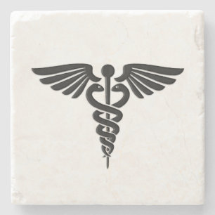 Silver Medical Caduceus Steinuntersetzer