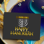 Silver Menorah Flames Happy Hanukkah Card Feiertagskarte<br><div class="desc">Unterkunft thematisch von Umua entworfen. Gedruckt und ausgeliefert von Zazzle oder ihren Partnern.</div>