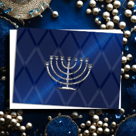 Silver Menorah Hanukkah Card Feiertagskarte