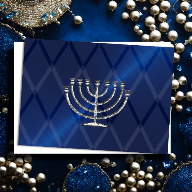Silver Menorah Hanukkah Card Feiertagskarte (Von Creator hochgeladen)