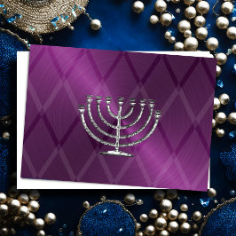 Silver Menorah Hanukkah Card Feiertagskarte