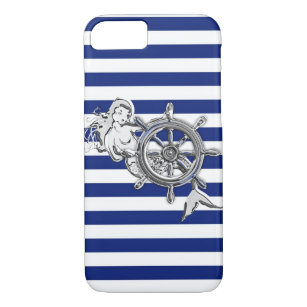 Silver Mermaid auf nautischen Streifen Case-Mate iPhone Hülle