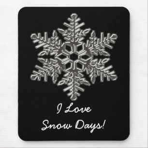 Silver Metal Deko Snow Fall Schneeflocken Mousepad