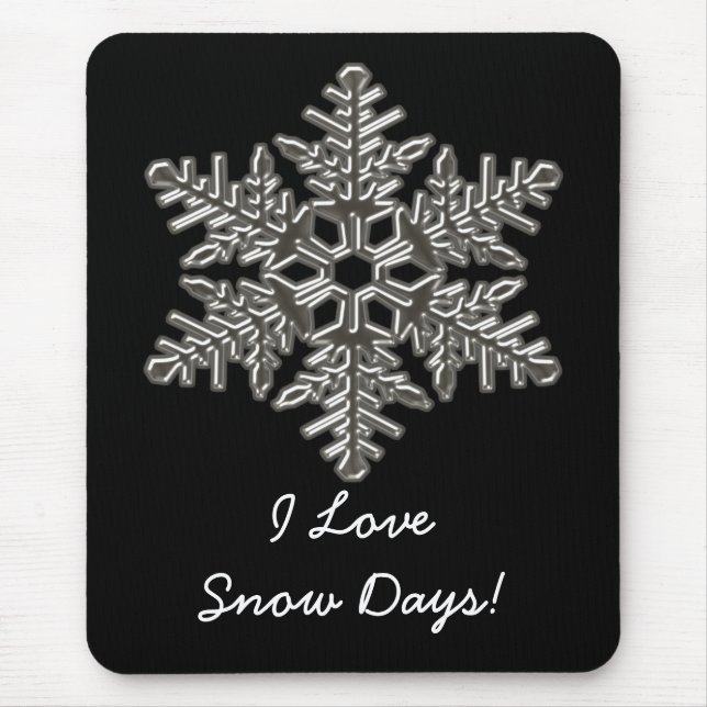 Silver Metal Deko Snow Fall Schneeflocken Mousepad (Vorne)