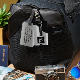 Silver Metal Masculine Monogram Führungskraft Styl Gepäckanhänger