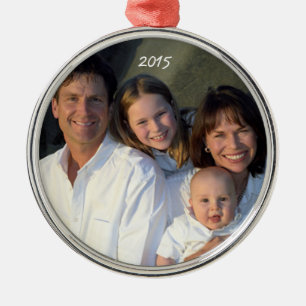 Silver Metal Weihnachtsfamilie Foto Ornament