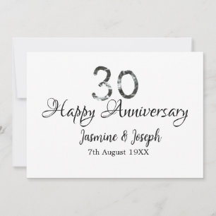 Silver Metallic 30. Happy Jubiläum Name hinzufügen Einladung