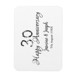 Silver Metallic 30. Happy Jubiläum Name hinzufügen Magnet