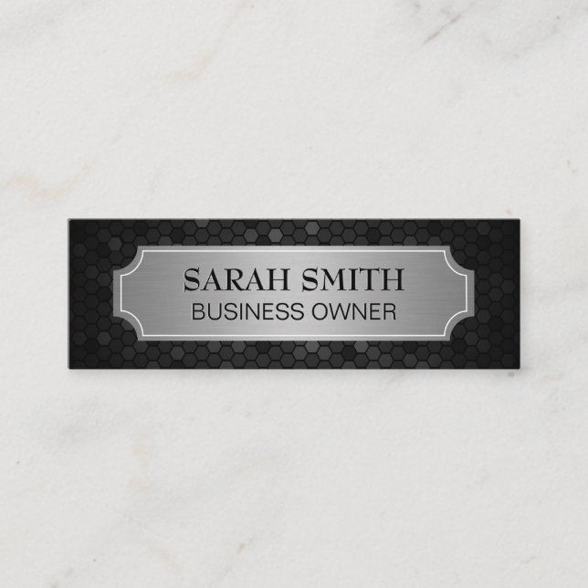 Silver Metallic Banner | Geometric Futuristic Mini Visitenkarte (Vorderseite)
