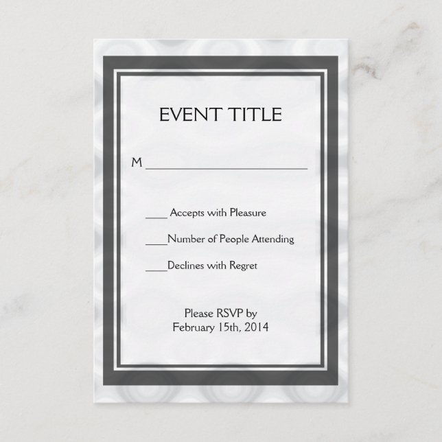 Silver Metallic-Blickwinkel RSVP Karte (Vorderseite)