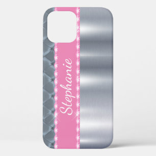 Silver Metallic Bling Glam Name Pink Case-Mate iPhone Hülle