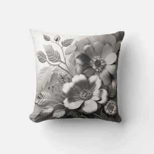 Silver Metallic Blume Throw Kissen
