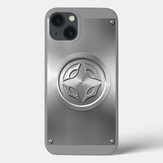 Silver Metallic Carved Design auf Grau Case-Mate iPhone Hülle (Rückseite)