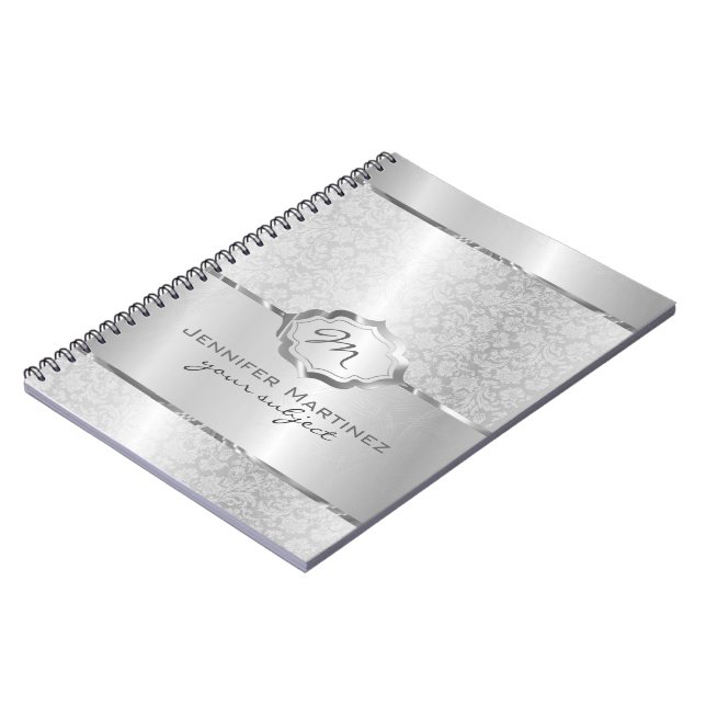 Silver Metallic Design Stainless Steel Look 2 Notizblock (Linke Seite)